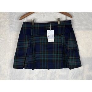 Commense Womens L Mini Skirt w Shorts Plaid Check Pleat‎ Tennis School Girl Goth